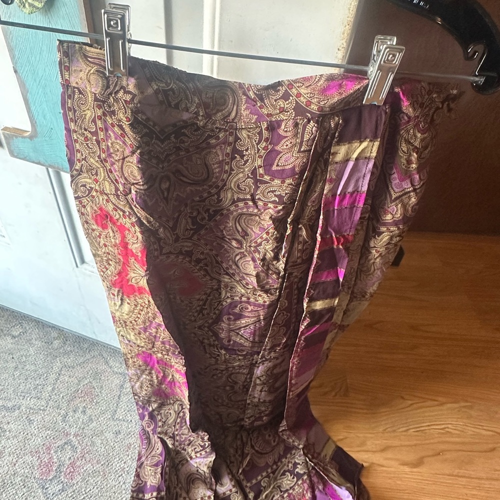 Saks Fifth Avenue Multicolor Paisley Silk Dress with Purple and Gold Accents